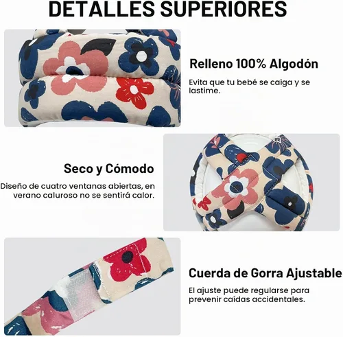 Vista 5 de Protector de cabeza de bebé para gatear caminando, casco de bebé ajustable sin golpes y cojín suave, gorra de seguridad infantil para niños que