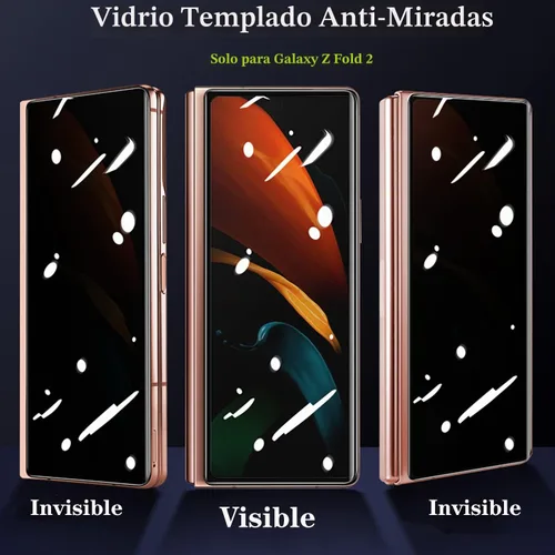 Vista 2 de Paquete de 2 protectores de pantalla de vidrio templado de privacidad diseñados para Samsung Galaxy Z Fold 2, protector de pantalla resistente a