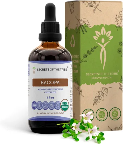 Vista 7 de Bacopa USDA Organic Extracto sin alcohol, gotas de hierbas de alta potencia, relajación, efecto cognitivo positivo Hecho de hierba seca 100%