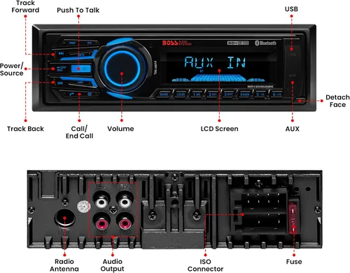 Vista 5 de BOSS Audio Systems MR1308UABK estéreo Bluetooth para barco, CD, radio, entrada auxiliar, USB