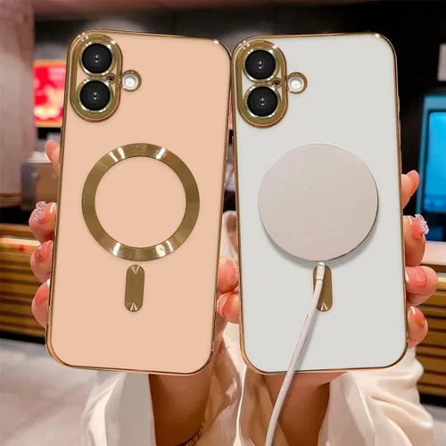 Vista 21 de OOK Magnatic - Funda para iPhone 11 Pro Max [compatible con MagSafe] protector completo de lente de cámara con borde electrochapado dorado, TPU