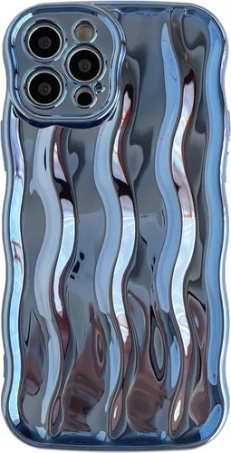 Vista 19 de Caseative Funda para iPhone 12 Pro, verde Patrón de ondulación de agua Marco de onda rizada suave