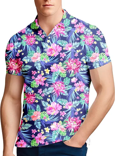 Vista 140 de Camisa de golf de los años 80 para hombre, ajuste seco, manga corta, estampada, divertidas, camisas de golf de los años 90 para hombre