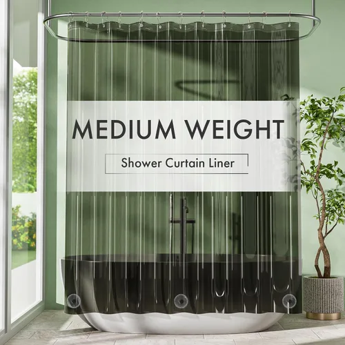 Vista 17 de Amazer forro de cortina de ducha para cabina, 36x72 forro de ducha de plástico transparente PEVA de peso medio para cortinas interiores de ducha