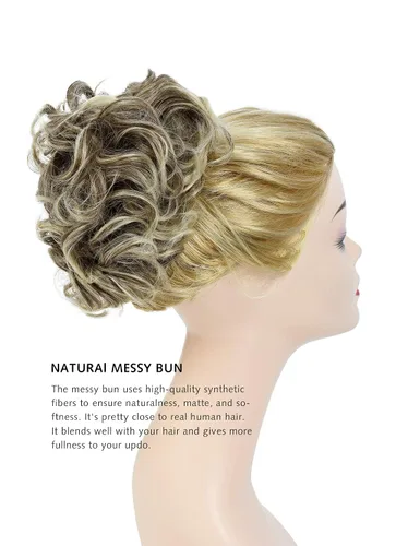 Vista 2 de Yamel - Extensiones de cabello de recogido de moño desordenado, con peines, para mujer