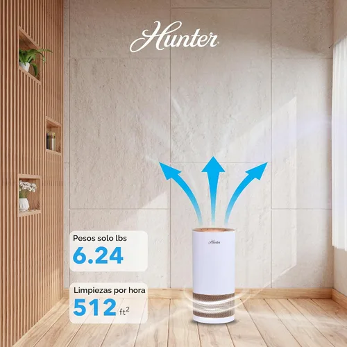 Vista 7 de Hunter HP450UV - Purificadores de aire redondos para el hogar, torre purificadora de aire True HEPA para mascotas, olores, alérgenos, humo, polvo