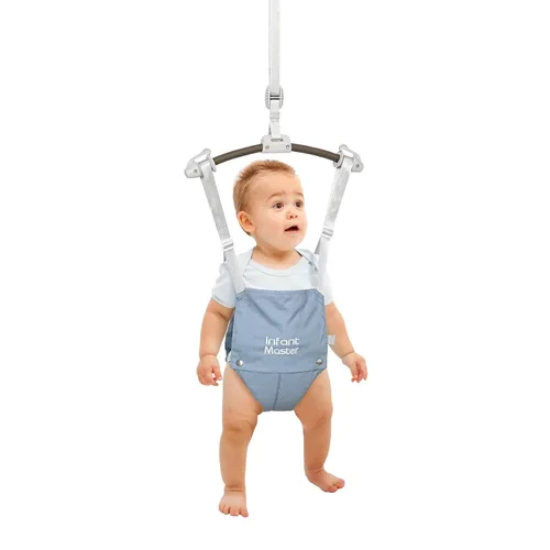 Vista 10 de Saltadores de puerta para bebés Infant Master, saltador Johnny resistente ajustable de 10.8"-23.6" de correa, suave rebotador de bebé con bolsa