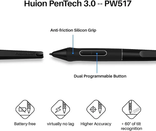 Vista 15 de Tableta de dibujo inalámbrica HUION Inspiroy Keydial KD200 Art Tablet, 8,9 Tableta gráfica Bluetooth con dial y teclado, 5 teclas personalizadas