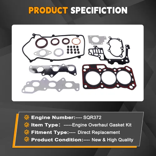 Vista 3 de PANGOLIN SQR372 Kit de juntas de revisión del motor SQR372 Junta del motor Kit de junta de reacondicionamiento de culata para Joyner Chery 800CC