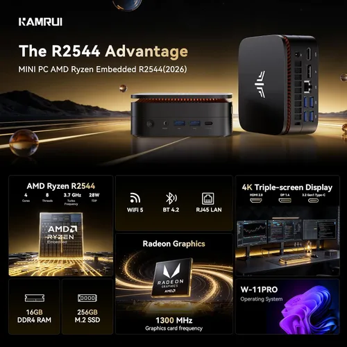 Vista 2 de KAMRUI Mini PC, Computadora de Escritorio Essenx E1 N95(hasta 3.4GHz) Mini Computadoras 16GB RAM 512GB SSD Micro PC, Mini Tower Desktop PC