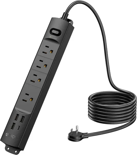 Vista 9 de TROND Regleta de protección contra sobretensiones con USB, enchufe plano ultrafino, cable de extensión de 3 pies de 1625 W, 3 USB A y 1 tipo C, 4