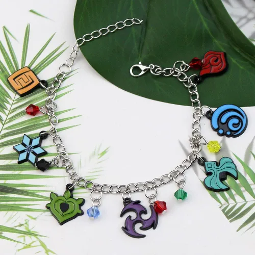 Vista 4 de KANGSHUN Genshin Impact Charm Pulsera de juego de joyería de dibujos animados, regalos de metal para fanáticos, mujeres, niñas y hombres, Sin gemas.
