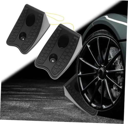 Vista 4 de 2 piezas de cuñas antideslizantes para ruedas de automóvil, para remolque, bloque de parada, tipo universal