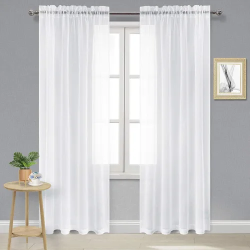 Vista 79 de DWCN Cortinas Transparentes Aqua de Voile Semitransparente con Bolsillo para Barra para Dormitorio y Sala de Estar, 36 x 36 pulgadas de Largo, Juego
