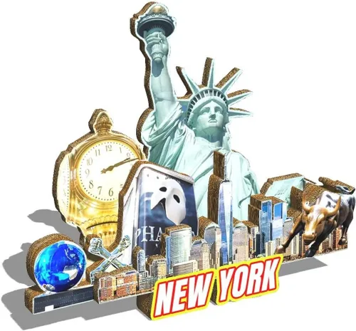 Vista 2 de Imán de nevera con imán de Nueva York de Estados Unidos, 3D, monumentos de madera, viajes, coleccionables, recuerdos, decoración hecha a mano
