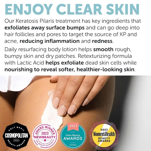 Vista 5 de Tratamiento de queratosis pilaris Loción de queratosis pilaris con 10% AHA Exfoliación suave para piernas de fresa, KP y pelos encarnados