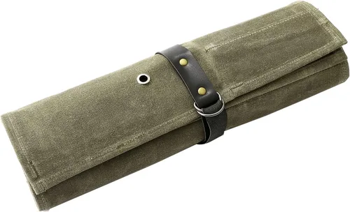 Vista 8 de Bolsa enrollable para cuchillos de chef, 9 bolsillos, funda de lona para cuchillos, cartera para cuchillos, protectores para cuchillos de chef