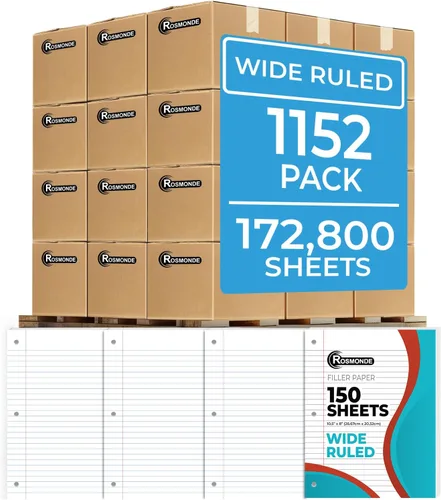 Vista 11 de Rosmonde Papel de hojas sueltas a granel, 3600 hojas, paquete de 24, hojas cuadriculadas, 8 x 10.5 pulgadas, 150 hojas/paquete, 3 perforaciones
