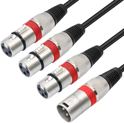 Vista 10 de Cable divisor XLR hembra a macho dual de 3 pines y cable de parche en Y para micrófono, adaptador de audio equilibrado (50CM)