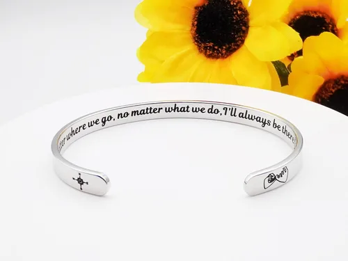 Vista 8 de Dczosily Pulseras inspiradoras para mujer, de acero inoxidable, grabadas, con mantra motivacional, regalos personalizados para mamá, hija, hermana