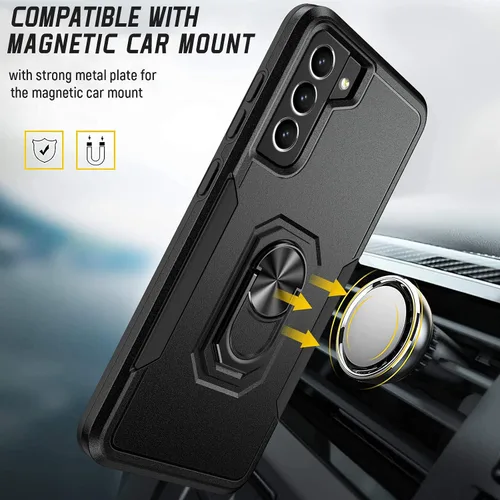 Vista 7 de Oterkin Funda para Samsung Galaxy S21 FE, resistente a prueba de golpes de grado militar con soporte y protector de pantalla de vidrio templado