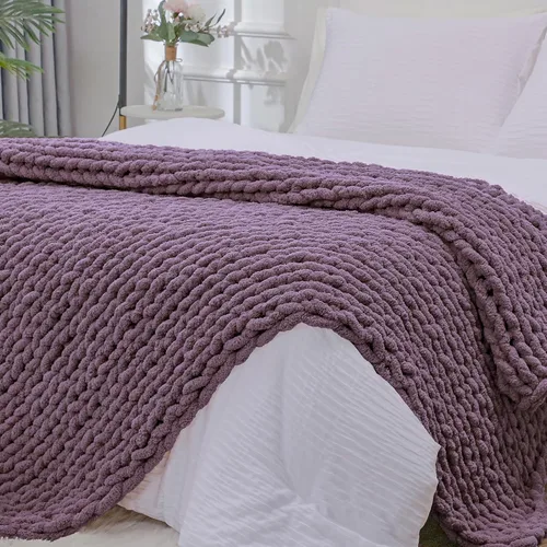 Vista 72 de Bigacogo - Cobija de punto grueso de 40 x 40 pulgadas, de felpilla, 100% tejida a mano, cobija pequeña de punto trenzado suave y grueso, con nudo