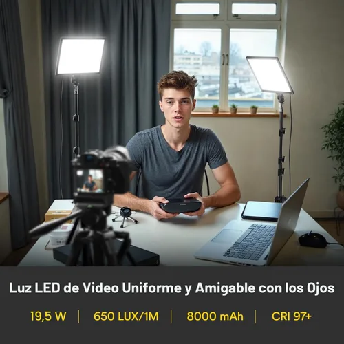 Vista 2 de RALENO Paquete de 2 paneles de luz de video LED de 13 pulgadas con soporte