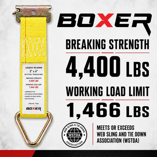 Vista 2 de Boxer Tool - Paquete de 10 correas de cuerda E-Track de 2 x 6 pulgadas, accesorios de amarre de carga con accesorios de resorte E-Track