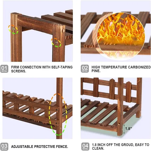 Vista 6 de Ufine - Soporte vertical de madera para plantas de 3 niveles