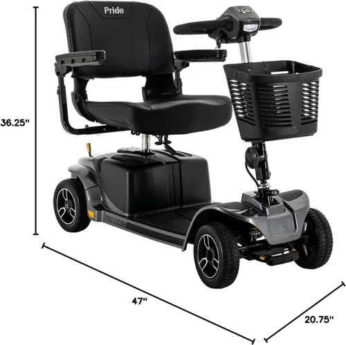 Vista 10 de Pride Revo 2.0 - Patinete de movilidad de 4 ruedas con Avail Ext Warr (gris)