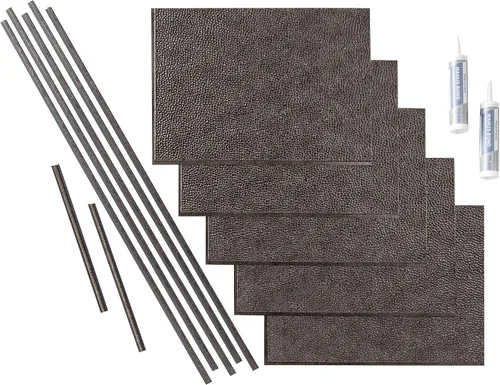 Vista 7 de FASÄDE Kit de protector contra salpicaduras de vinilo decorativo martillado de 15 pies cuadrados en bronce antiguo