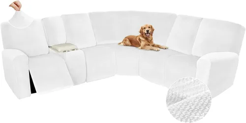 Vista 577 de Arfntevss Fundas de sofá seccional reclinable de terciopelo, Funda de sofá seccional de esquina para sofá reclinable, Funda elástica suave