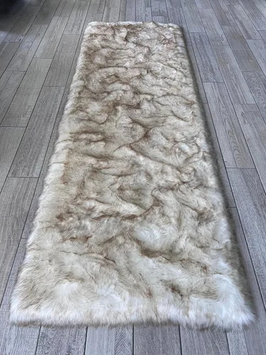 Vista 32 de LAMBZY Elegante y sofisticada alfombra rectangular de piel de oveja (beige, 2 x 3 pies)