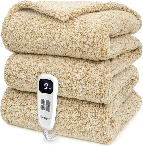 Vista 28 de Heated Blanket Electric Blanket Queen - Fast Heating Blanket Throw Dual Control Double Sided Sherpa with 10 Heating Levels & 2-10 Hours Auto Off