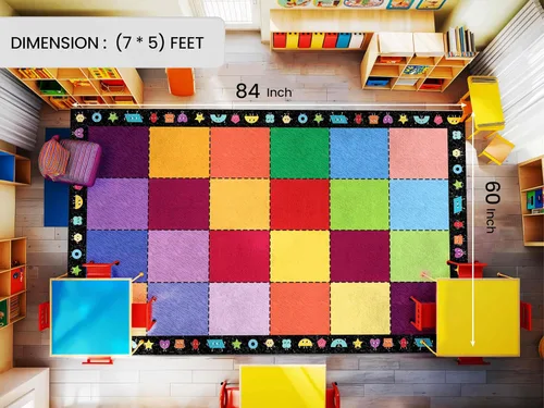 Vista 2 de OLEEK Large Classroom Rug Elementary 5x7 - (Washable) Classroom Rugs for Kids Room - Classroom Carpet Elementary - Kids playroom Rug 5 x 7
