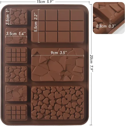 Vista 3 de Moldes de silicona para chocolate Break Apart, moldes de barra de chocolate, moldes caseros de proteínas y barras energéticas, 5 paquetes