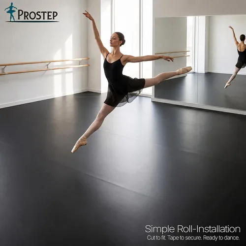 Vista 2 de ProStep by FlooringInc - Rollo reversible para pista de baile Marley, suelo de baile portátil de vinilo enrollable para ballet, jazz, moderno