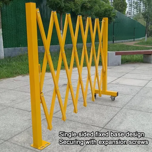 Vista 2 de Portable Expandable Metal Safe with Wheels - Durable Traffic Barrier for Industrial & School Use - Easy Install Control Solution, Amarillo
