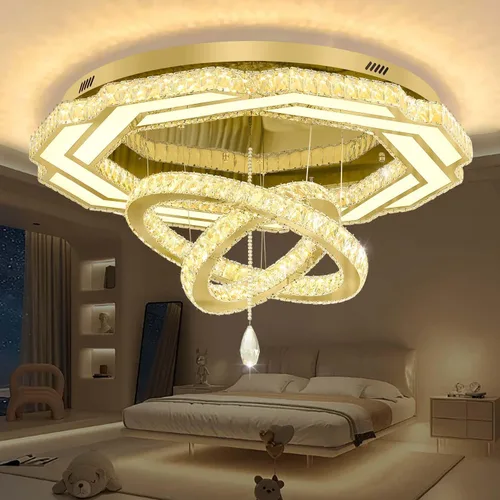 Vista 24 de Flashing God Candelabros modernos de cristal de 12 pulgadas, lámpara de techo de montaje empotrado, mini lámpara LED regulable para pasillo, lámpara