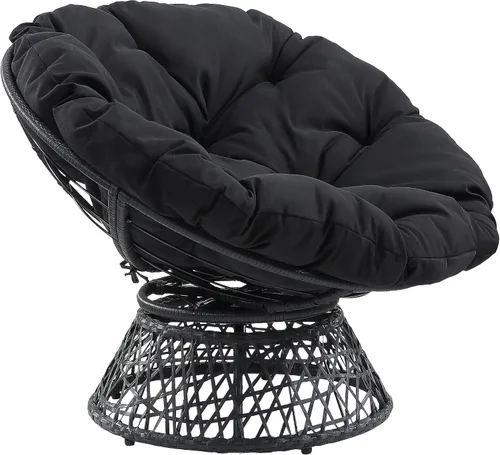 Vista 9 de OSP Home Furnishings – Silla Papasan de mimbre con giro de 360 grados, marco marrón con cojín marrón