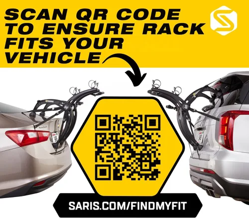Vista 2 de Saris Bones EX - Portaequipajes para maletero de auto para 2 bicicletas, duradero, libre de óxido, correas anti-balanceo, fabricado en EE. UU.