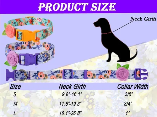 Vista 7 de Paquete de 2 collares de primavera para perros pequeños, collar de perro floral de liberación rápida con lazo de flores