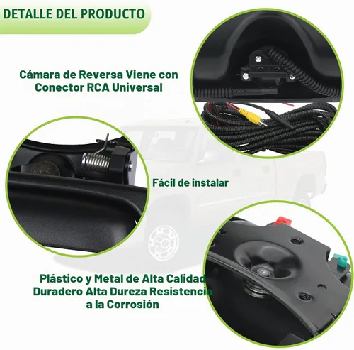 Vista 4 de Cámara de respaldo con manija de puerta trasera Cámara de visión trasera con manija de cierre de puerta Compatible con 1999-2007 Chevrolet Chevy