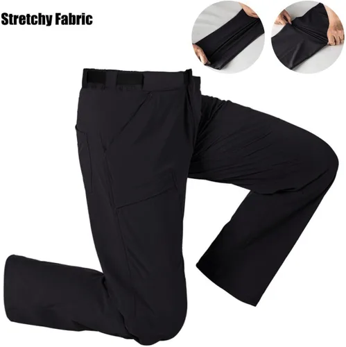 Vista 4 de FREE SOLDIER Pantalones de senderismo tipo cargo para hombre con cinturón, ligeros, impermeables, de secado rápido, tácticos, de nailon y elastano