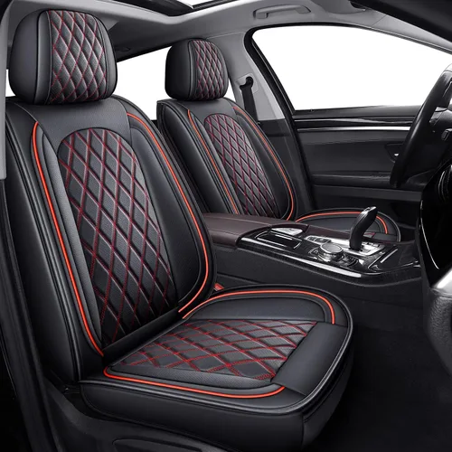 Vista 9 de MIROZO - Fundas de asiento delantero, fundas de cuero para asiento de automóvil, fundas transpirables para asiento de automóvil, protector de Beige
