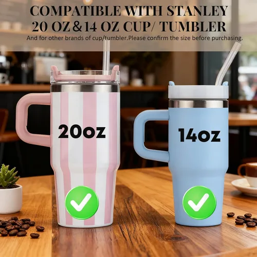 Vista 3 de Paquete de 4 popotes transparentes de repuesto para vaso Stanley de 20 onzas y 14 onzas, pajitas de plástico reutilizables de 8.85 pulgadas