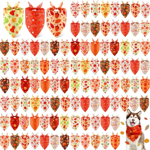 Vista 14 de Chunful 100 piezas de bandanas para perros a granel paquete de verano bufanda triangular babero pañuelo conjunto para accesorios de disfraz