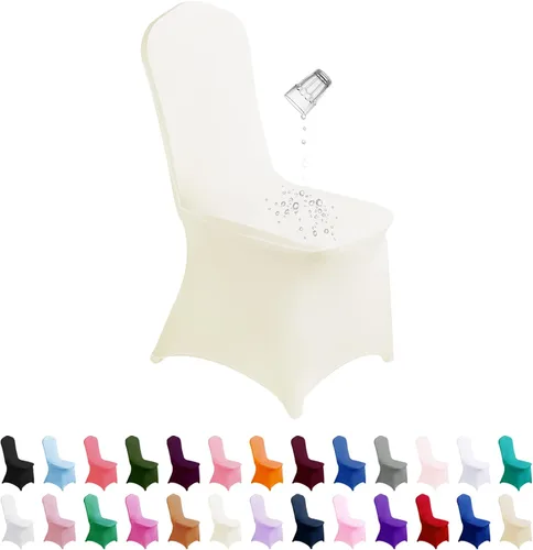 Vista 14 de SUPERO Funda impermeable de poliéster y elastano para silla (100 unidades, color negro) - Fundas elásticas para sillas de comedor, protector