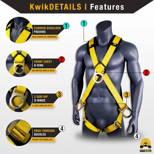 Vista 3 de KwikSafety MONSOON Safety Harness ANSI OSHA Fall Protection Gear