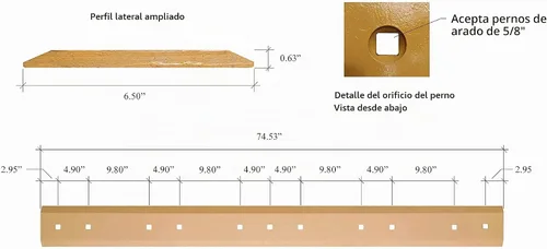 Vista 2 de 135-9396 - Cuchara para minicargadora con pernos de arado, se adapta a algunos cubos Caterpillar, 74.53"x6.5"x5/8